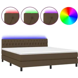 vidaXL Boxspringbett mit Matratze & LED Dunkelbraun 180x200 cm Stoff