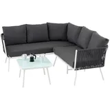 Idimex Gartenmöbel-Set, Weiß, Grau, Metall, Mode, Loungemöbel, Loungemöbel-Sets