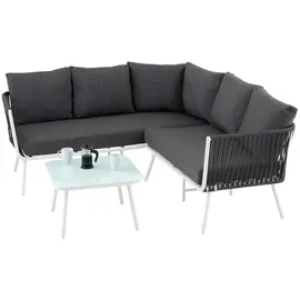 Idimex Gartenmöbel-Set, Weiß, Grau, Metall, Mode, Loungemöbel, Loungemöbel-Sets