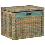 Korb mit Deckel Rattan geflochten Regalkorb, Schrankkorb Aufbewahrung (Bunt, Groß)