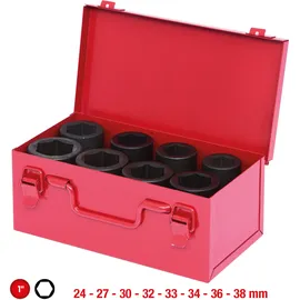 KS Tools 1" Sechskant-Kraft-Stecknuss-Satz, lang, 8-tlg.