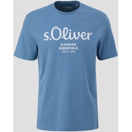 s.Oliver T-Shirt, mit Label-Print, Rauchblau, L