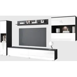 INOSIGN Wohnwand »PARIS, Vitrine Türanschlag links/rechts wechselbar« Komplett-Set, 4 Stk. tlg., schwarz-weiß