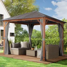 TOOLPORT Gartenpavillon 3 x 3 m inkl. Seitenteile grau