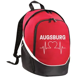 multifanshop Rucksack - Augsburg - Herzschlag - Druck weiß - Tasche