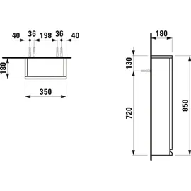 Laufen Pro A kleiner Hängeschrank, Tür, Scharnier rechts, 350x180x850mm, H4831140954631, Farbe: Snow (weiß matt)