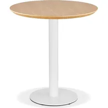 KADIMA DESIGN Esstisch, Rund, Ø 60 cm, Naturholz, Gusseisen, 75 cm Höhe. Beige-Weiß