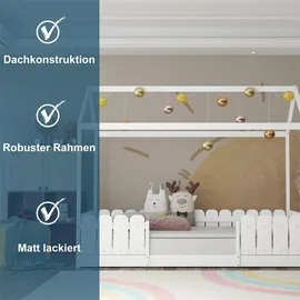 AUTOLOCK Hausbett 90 x 200 cm Holz weiß