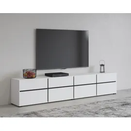 INOSIGN »Cross, moderne grifflose TV-Kommode,4 Klappen/4 Schubkästen«, Breite 225 cm, TV-Schrank mit viel Stauraum, TV-Board, weiß