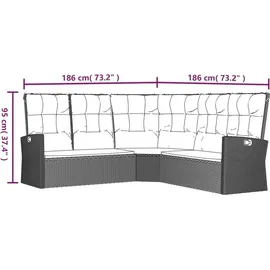 vidaXL 3-tlg. Garten-Lounge-Set mit Kissen grau