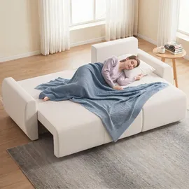 Homcom Ecksofa mit Schlaffunktion 3er Schlafsofa mit Umkehrbarer Chaiselongue - Creme