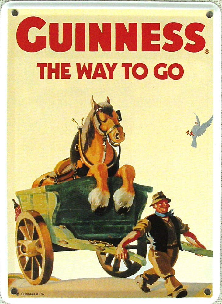Heart of Ireland Mini-Blechschild Guinness - the way to go (Pferd), 8 x 11 cm