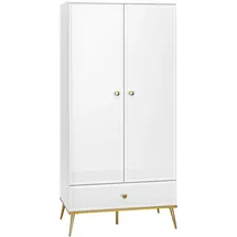 ml meble Marmex Möbel Kleiderschrank mit Schublade Goldin 01 weiß glänzend glamour style Klaiderschrank
