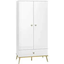 ml meble Marmex Möbel Kleiderschrank mit Schublade Goldin 01 weiß glänzend glamour style Klaiderschrank