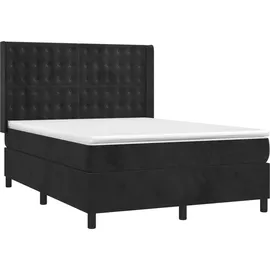 vidaXL Boxspringbett mit Matratze & LED Schwarz 140x200 cm Samt