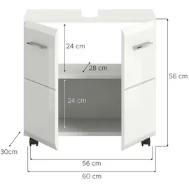 xonox.home Waschbeckenunterschrank Ice Weiß/Weiß Hochglanz