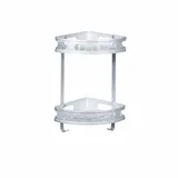 Relaxdays Badeckregal, Dusche, 2 Ebenen, 2 Haken, Wandmontage, HxBxT: 39 x 30 x 23 cm, Duschablage, Aluminium, silber