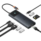Baseus HUB 10in1 Baseus Metal Gleam Series USB-C zu USB-C PD / USB-C / 3x USB-A / 2x HDMI / RJ-45 / SD / TF - Schwarz