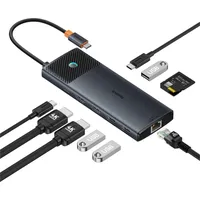 Baseus HUB 10in1 Baseus Metal Gleam Series USB-C zu USB-C PD / USB-C / 3x USB-A / 2x HDMI / RJ-45 / SD / TF - Schwarz