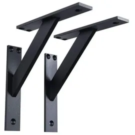 Sossai Regalträger 2er Set FSHR 180x180 mm aus Aluminium – Wandhalterung Regalwinkel für Regalbrett – schwarz – modernes Design
