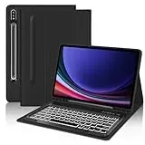 FOGARI Tastatur für Samsung Galaxy Tab S9 Ultra 5G 14,6 Zoll, Hülle mit 7 Farben Tastatur - italienisches Layout Bluetooth Magnetisch abnehmbar für Samsung Galaxy Tab S9 Ultra, Schwarz
