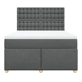 vidaXL Boxspringbett mit Matratze Dunkelgrau 160x200 cm Stoff