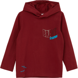 S.Oliver - Longsleeve mit Kapuze, Kinder, rot, 92/98