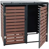 MCW 2er-/4er-Mülltonnenverkleidung K14 Walnuss-Holzoptik 119x140x102cm