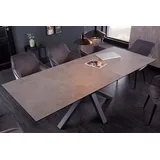 riess-ambiente Esstisch ETERNITY 180-225cm grau / schwarz · bis 12 Personen (Einzelartikel, 1-St), Keramik · Metall · ausziehbar · Beton-Optik · Industrial Design grau