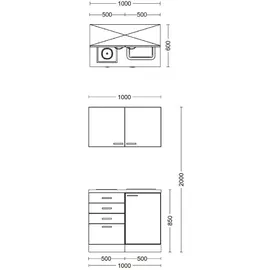 Flex-Well Küchenzeile FLEX-WELL Samoa 100 cm Weiß/Eiche