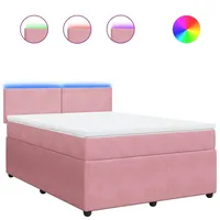 VidaXL Boxspringbett mit Matratze Rosa 140x190 cm Samt
