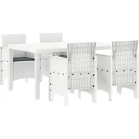 vidaXL Garten Essgruppe 5 pcs Weiß Poly-Rattan