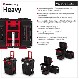 Kistenberg Werkzeugtrolley 3in1 rot|schwarz 450 x 360 x 640 mm