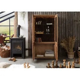 Massivmoebel24 Vitrine Akazie 98x40x180 natur lackiert BARK 108