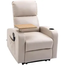 Homcom Elektrisch, Beige Metall, 93x105x77 cm, Wohnzimmer, Sessel, Relaxsessel mit Massagefunktion, Fernsehsessel mit Liegefunktion, Drehbarem Tisch, Massagesessel, Ruhesessel mit Fernbedienung, Mikrofaser,