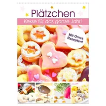 Calvendo Plätzchen. Kekse für das ganze Jahr! (Wandkalender 2026 DIN A2 hoch), CALVENDO Monatskalender: Küchenkalender mit köstlichen Rezepten für das beliebteste Feingebäck! (CALVENDO Tiere)