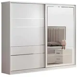 Xlmoebel Schiebetürenschrank Weiß Spiegelschrank aus Holz fürs Schlafzimmer (Kleiderschrank) Hergestellt in Europa weiß