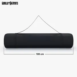 Gorilla Sports GORILLA SPORTS® Yogamatte - 190x100x1,5 cm, mit Tragegurt, - Rutschfest, Schwarz - Gymnastikmatte, Fitnessmatte, Sportmatte, Trainingsmatte, Übun... - Schwarz