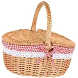 SiaBiced Handgeflochtener Picknickkorb Aus Rattan mit Deckel Und Griff