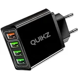 USB Ladegerät, USB Stecker 4 Ports 30W ladeadapter mit QC 3.0 Schnellladegerät Mehrfach USB Netzteil für iPhone 16 Pro 15 14 13 12 11 X, Samsung Galaxy, Xiaomi, Huawei, Netzstecker, Handy Ladestecker