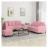 VidaXL 3-tlg. Sofagarnitur mit Kissen Rosa Samt