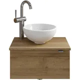 Saphir Waschtisch SAPHIR "Serie 6915 Waschschale mit Unterschrank für Gästebad, Gäste WC", braun (riviera eiche, riviera eiche, riviera eiche quer nb), B:51cm H:39,8cm T:35cm, Waschtische, Waschtisch, 51 cm breit, 1 Tür, Waschtischplatte, kleine Bäder, ohne 