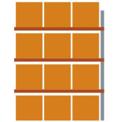Meta Palettenregal Anbaumodul Multipal 4400 x 2785 x 1100 mm bis 1000 Kg + Palette verzinkt / rotorange 4 Ebenen