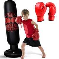 Boxsack Kinder, 160 cm Stehend Boxsack Aufblasbare Standboxsack Mit Boxhandschuhen, Boxing Bag Fur Üben Karate Taekwondo