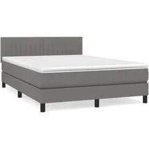 vidaXL Boxspringbett mit Matratze Dunkelgrau 140x200 cm Stoff