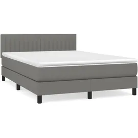 vidaXL Boxspringbett mit Matratze Dunkelgrau 140x200 cm Stoff