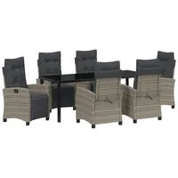 VidaXL 7-teiliges Garten-Dining-Set Grau Poly-Rattan