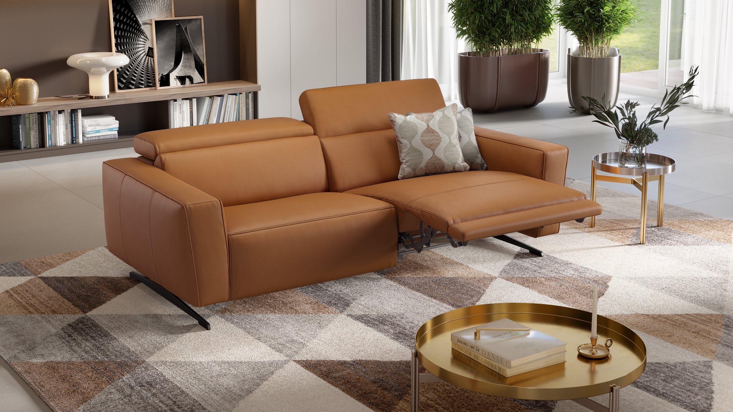 Dreisitzer Sofa ALESSO mit Motor - Orange