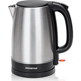 Aigostar 1,7 L, Wasserkocher Edelstahl , 2200W Elektrischer Wasserkocher mit Kalkfilter, Schwarz
