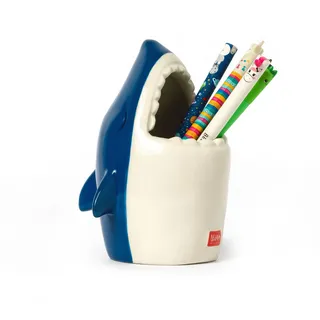 Legami - Keramik-Stifthalter, Schreibtischfreunde, 12,5 x 7,5 cm, Hai-Thema, handbemalt, Shark